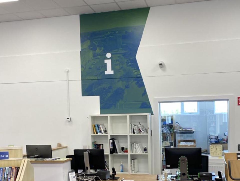 Vinyl decal on white wall