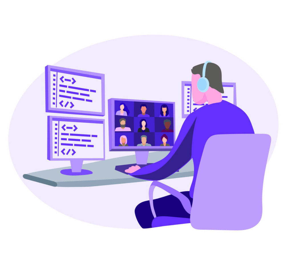 Illustration of man on virtual meeting